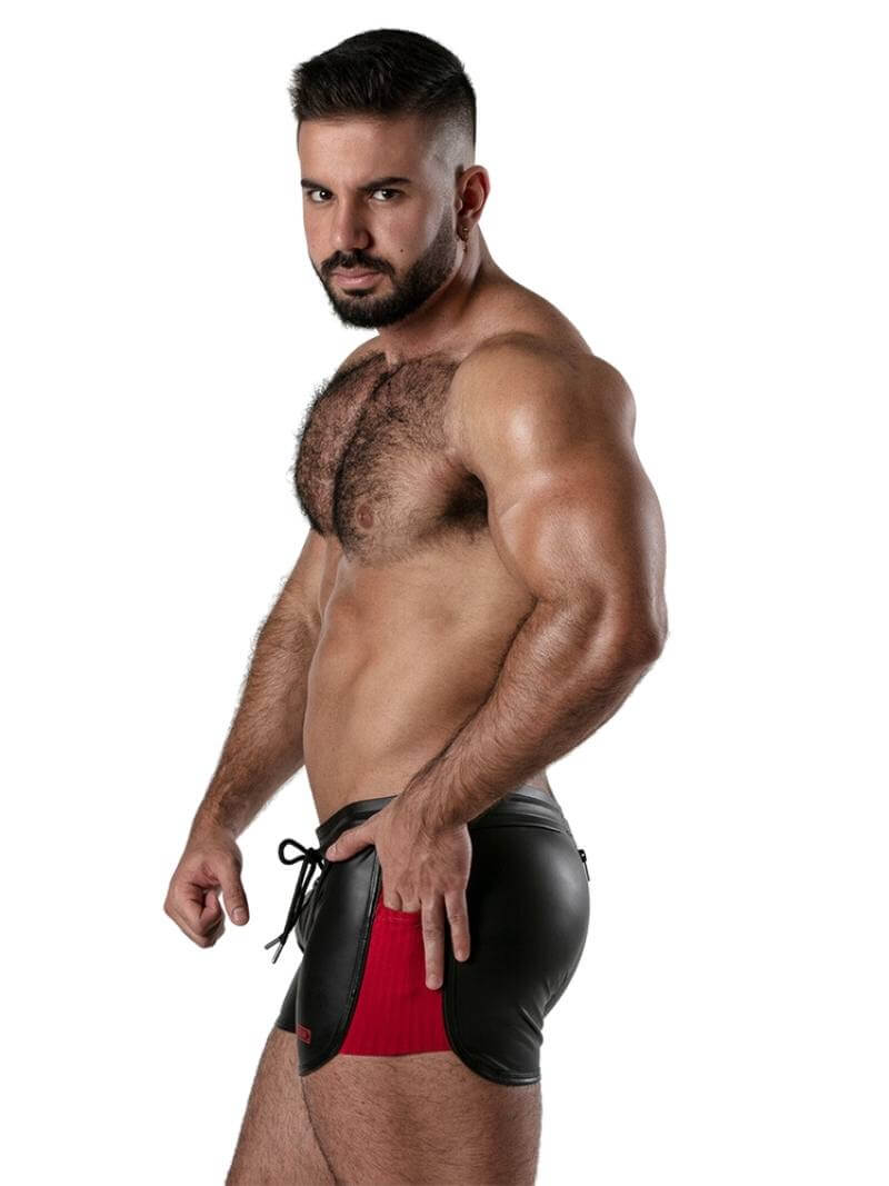 Men's Locker Gear Leather Look Short with Front to Back Zipper
