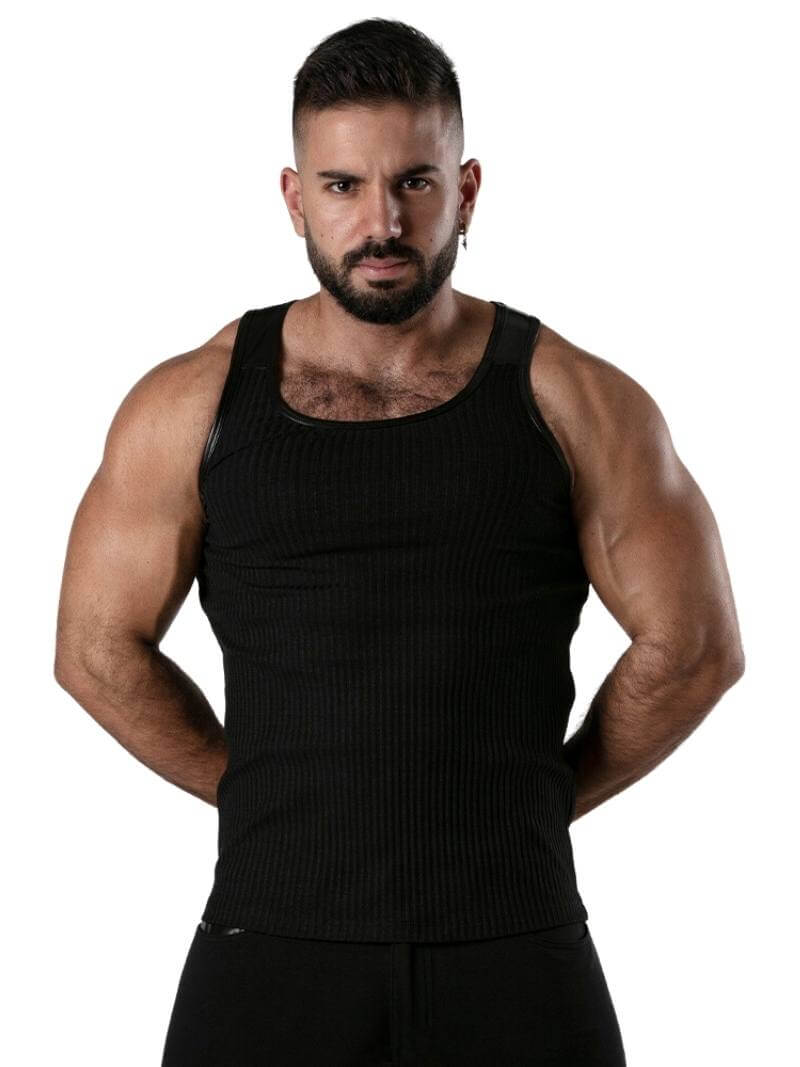 Men's Racerback Round Neck Ribbed Cotton Sleeveless Tank