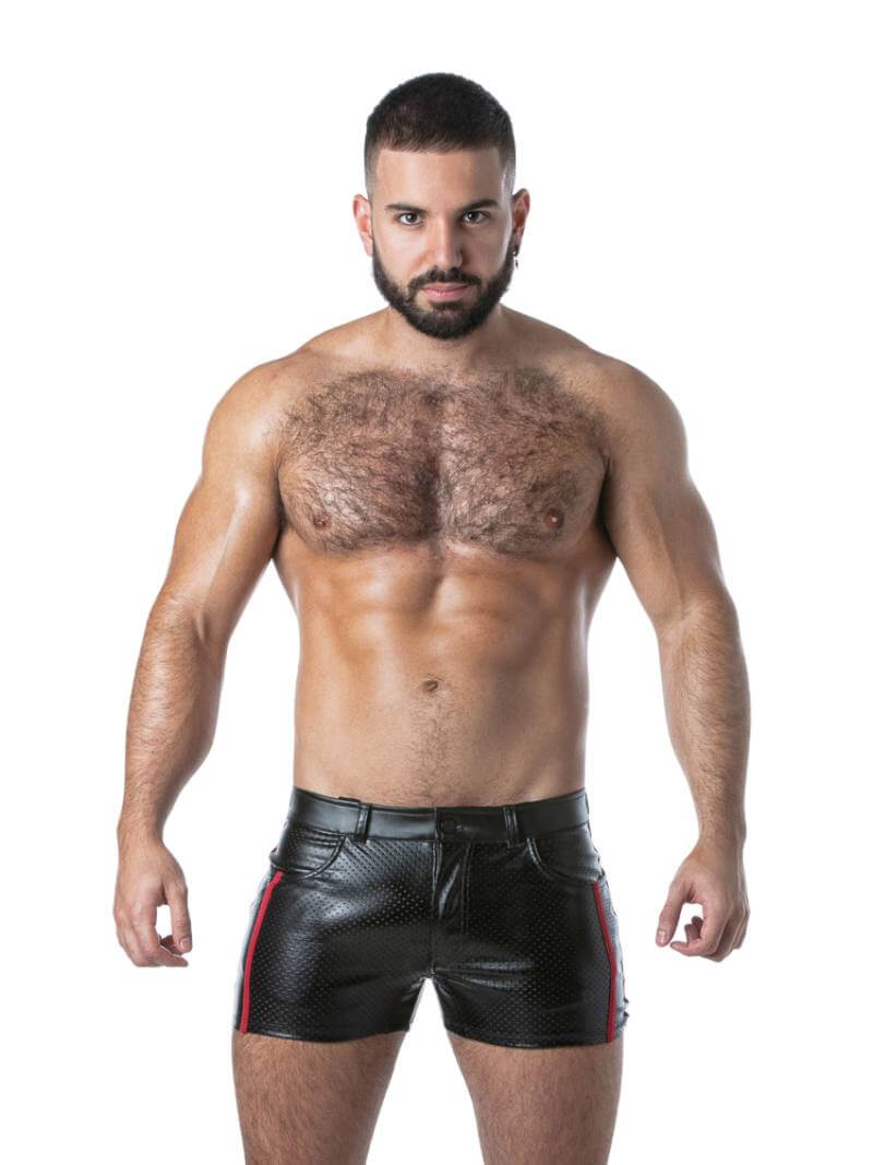 Men's Locker Gear Punch Hole Leather Look Micro Pocket Short