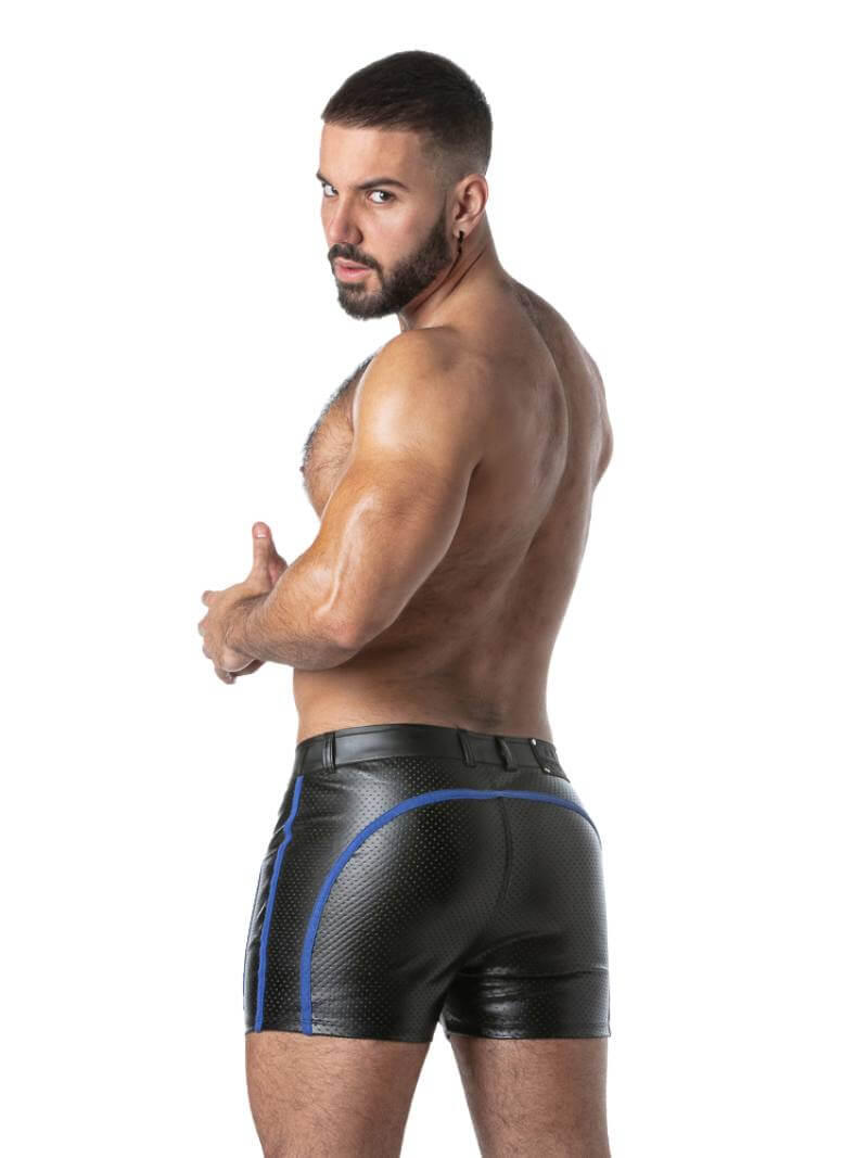 Men's Gay Leatherette Vegan Leather Short Leg Sexy Shorts