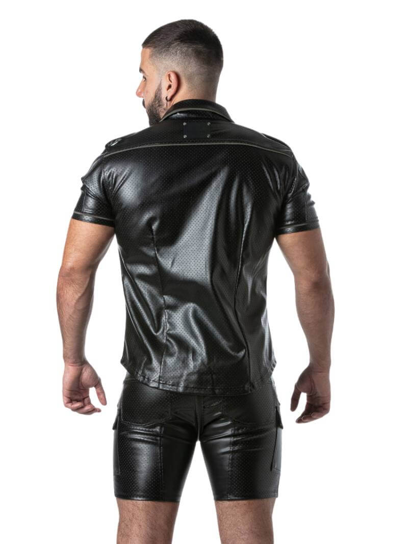Locker Gear Men's Gay Fetish Leatherette PU Collared Shirt