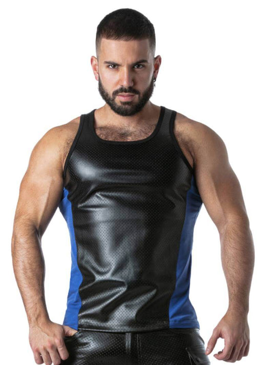 Men's Locker Gear Punch Hole Leather Look Vest: Perforated Leatherette