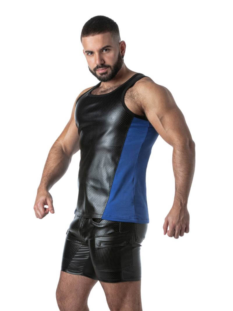 Men's Sexy Leather Look Tank Top