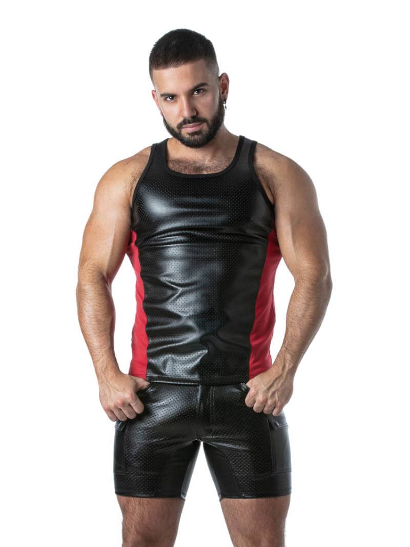 Locker Gear Men's Fetish Style Leather Tank Top
