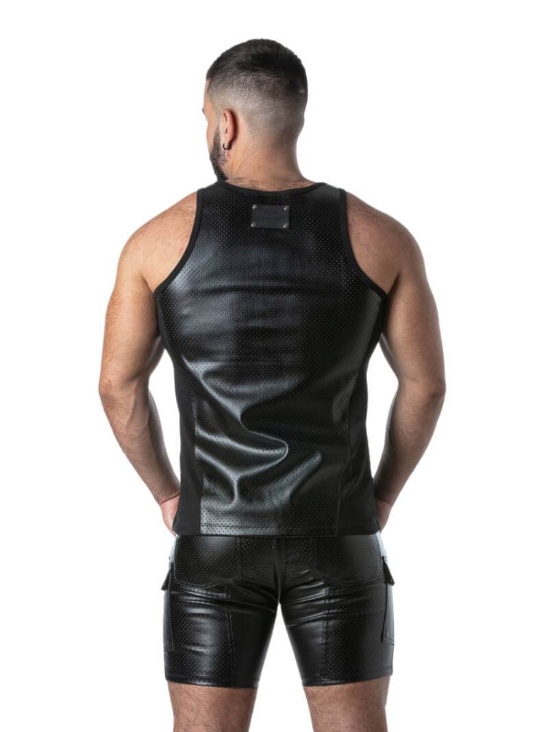 Men's Locker Gear Punch Hole Leather Look Vest: Perforated Leatherette
