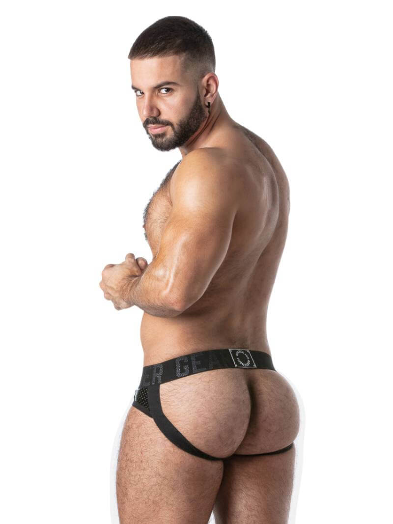 Men's Sexy Assless Briefs in Leatherette with Snap Off Pouch