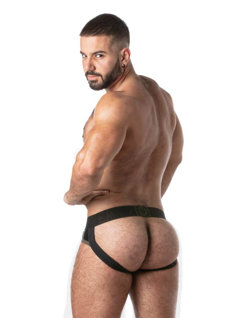 Men's Gay Assless Briefs in PU Leather with Removable Pouch