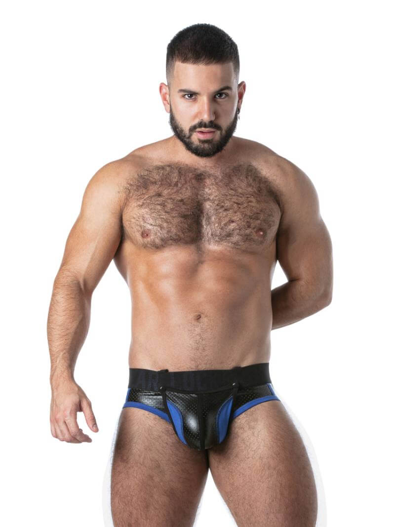 Men's Gay Assless Briefs in Leatherette with Snap Off Pouch