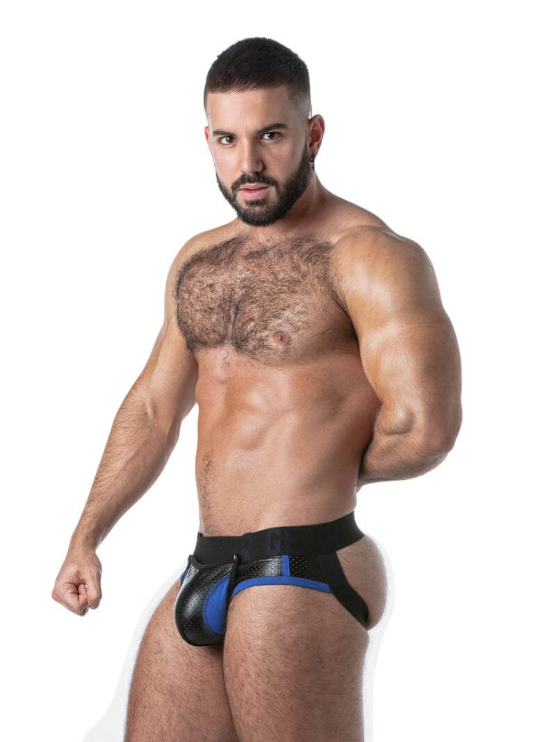 Men's Gay Backless Briefs in Leatherette with Snap Off Pouch