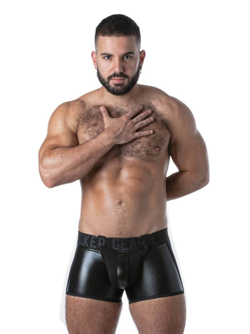 Locker Gear Men's Gay Punch Hole Perforated Leather Trunks