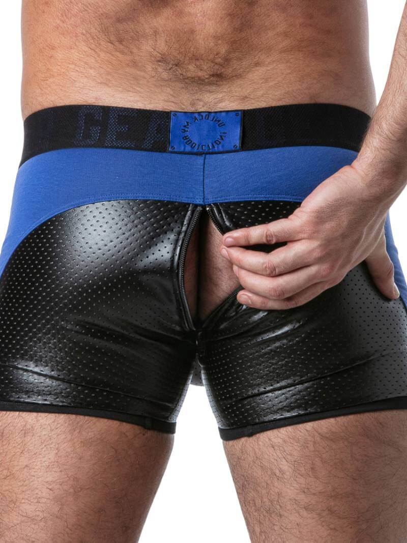 Locker Gear Men's Gay Punch Hole Leather Trunks with Removable Pouch