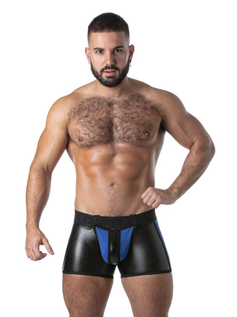 Locker Gear Men's Fetish Punch Hole Leather Trunks with Removable Pouch