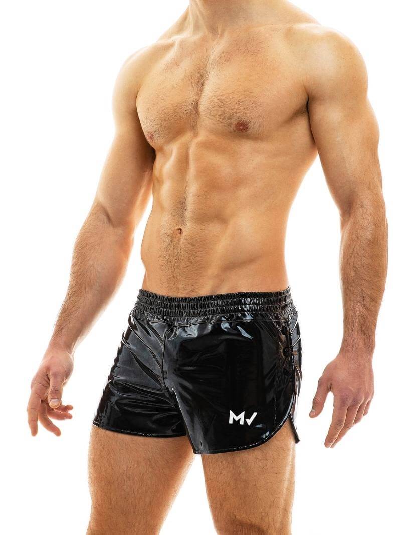 Mens MODUS VIVENDI PVC Vinyl Short with Buttoned Side