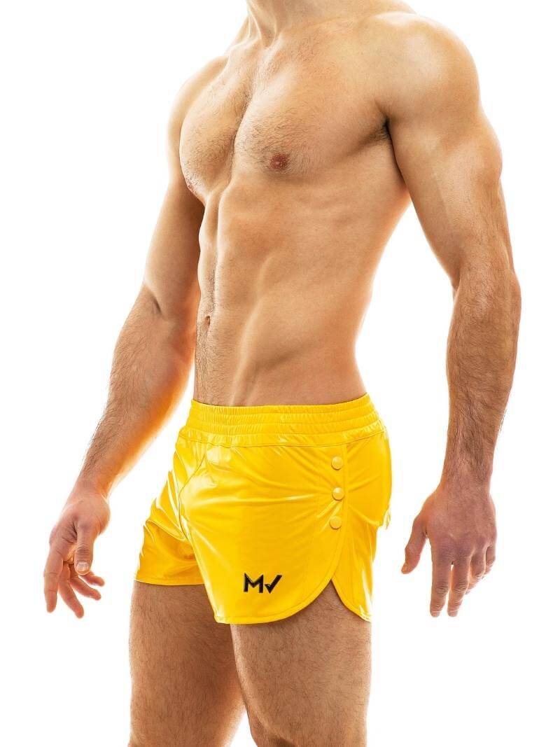 Mens MODUS VIVENDI PVC Vinyl Short with Buttoned Side