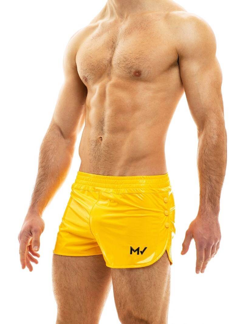 Mens MODUS VIVENDI PVC Vinyl Short with Buttoned Side