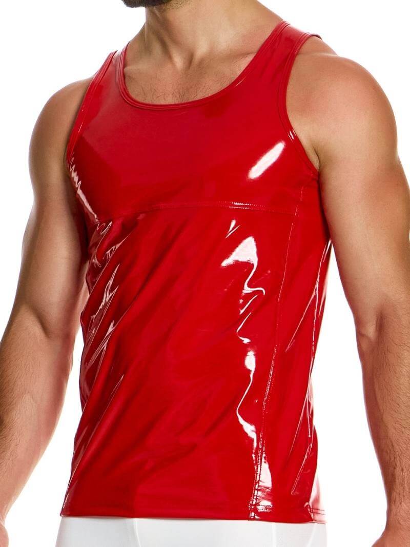 Mens MODUS VIVENDI Vinyl Vest: Shiny PVC Look