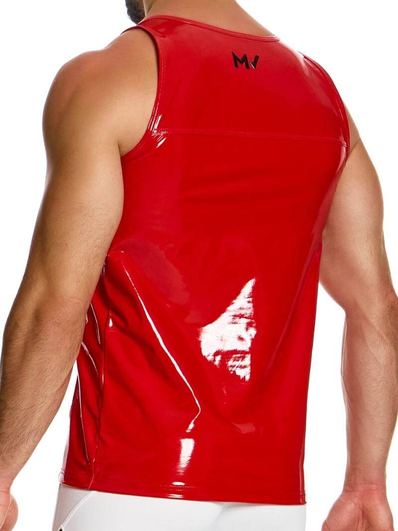 Mens MODUS VIVENDI Vinyl Vest: Shiny PVC Look