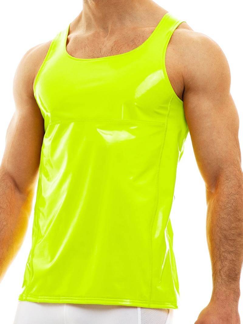 Mens MODUS VIVENDI Vinyl Vest: Shiny PVC Look