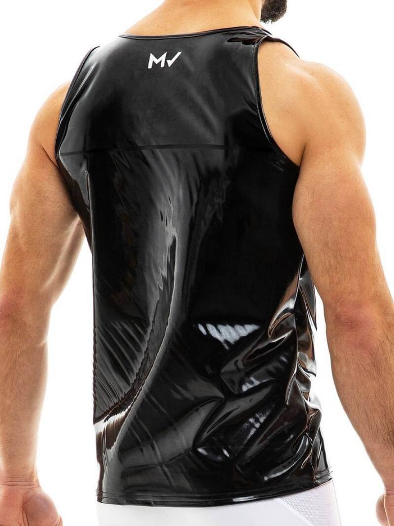 Mens MODUS VIVENDI Vinyl Vest: Shiny PVC Look