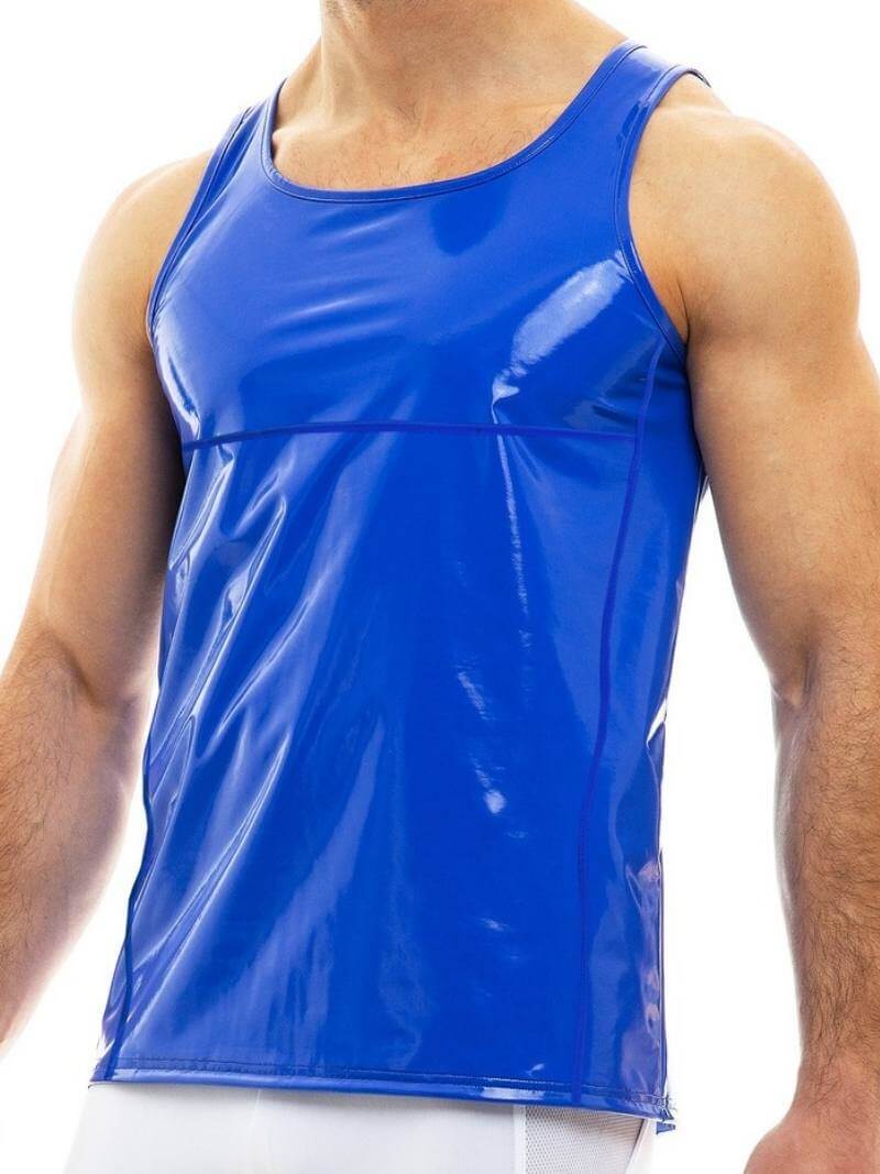 Mens MODUS VIVENDI Vinyl Vest: Shiny PVC Look