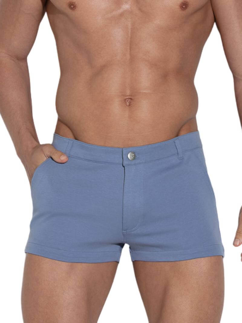 CODE22 Men's White Mini Short: Super-Short Legs