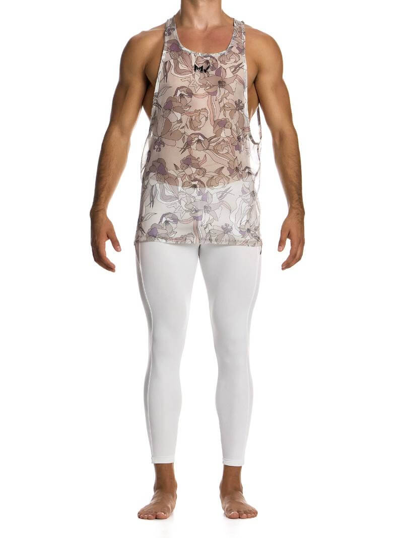 Mens MODUS VIVENDI Art Nouveau Vest: Racerback, Drop Armhole, Lightweight, Long Length