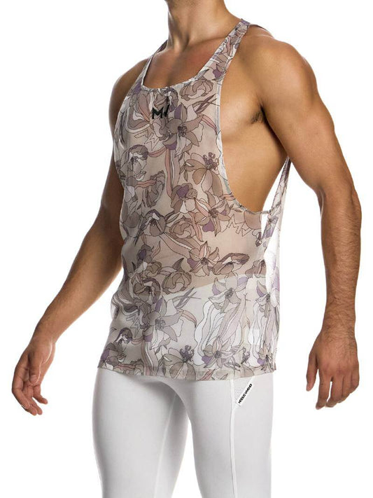 Mens MODUS VIVENDI Art Nouveau Vest: Racerback, Drop Armhole, Lightweight, Long Length