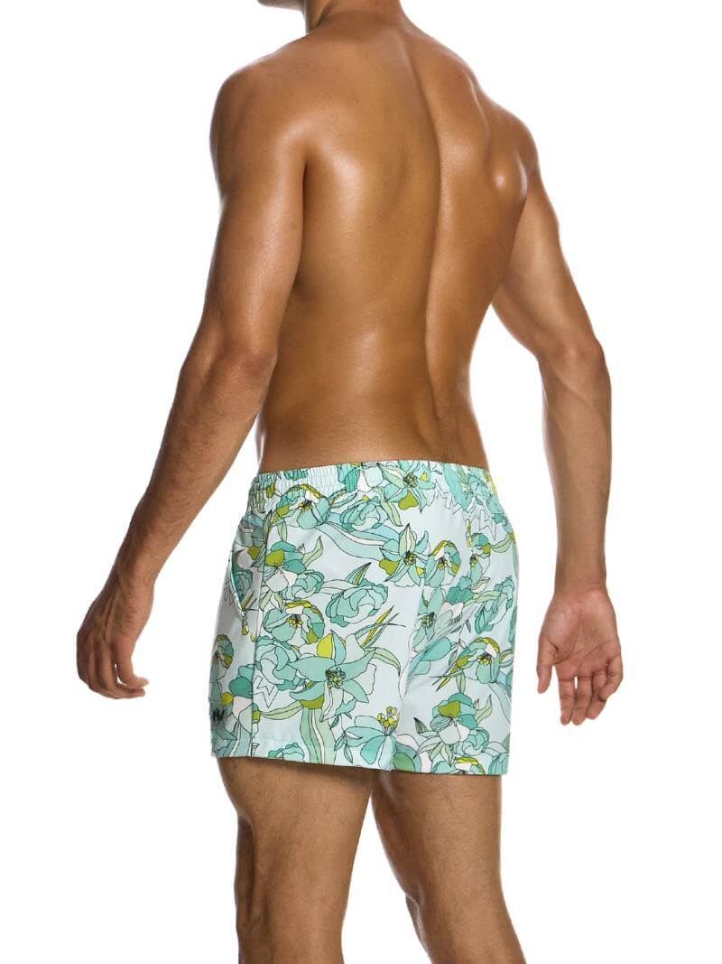 Mens MODUS VIVENDI Art Nouveau Swim Shorts: Short Leg & Pockets