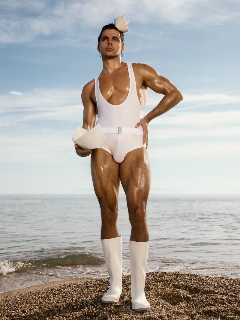 Mens MODUS VIVENDI Avant Garde One Piece Thong Swimsuit