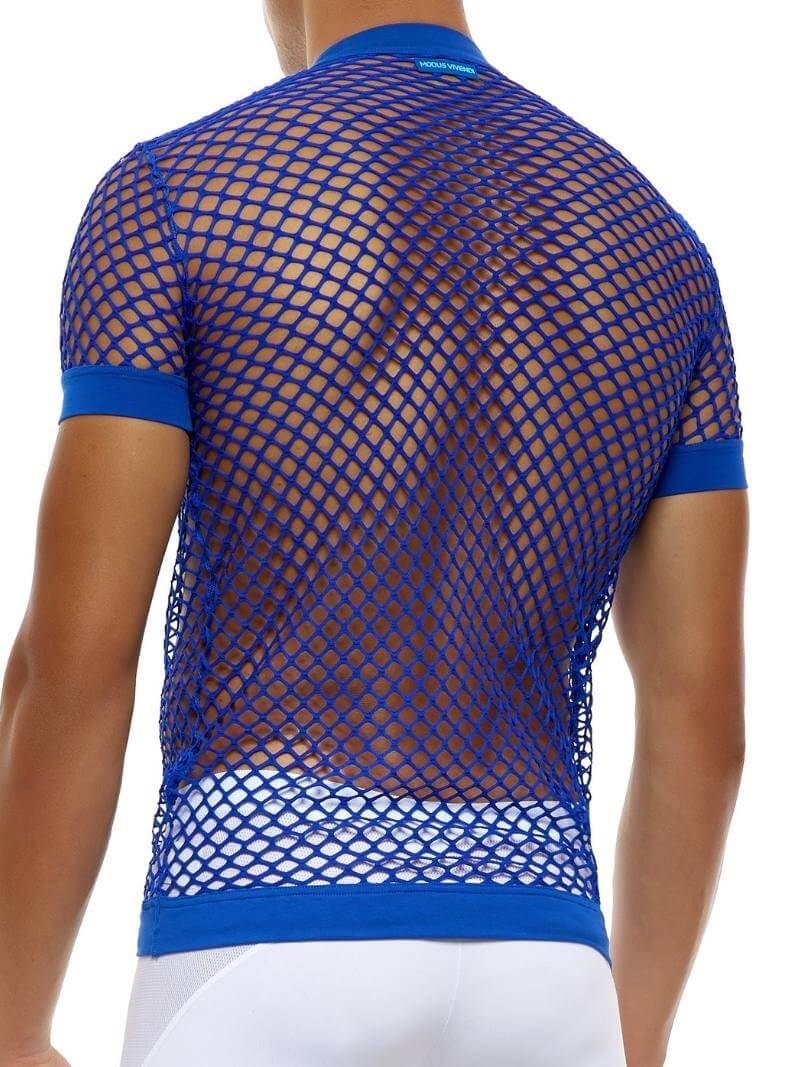 Mens MODUS VIVENDI Fishnet T-Shirt with Large Hole Mesh - SIZE LARGE