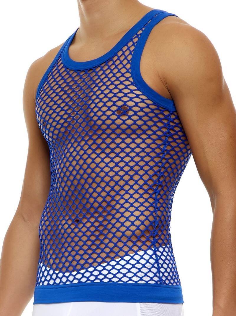 Mens MODUS VIVENDI Fishnet Vest: C-Through, Large Hole Mesh - LARGE, XL
