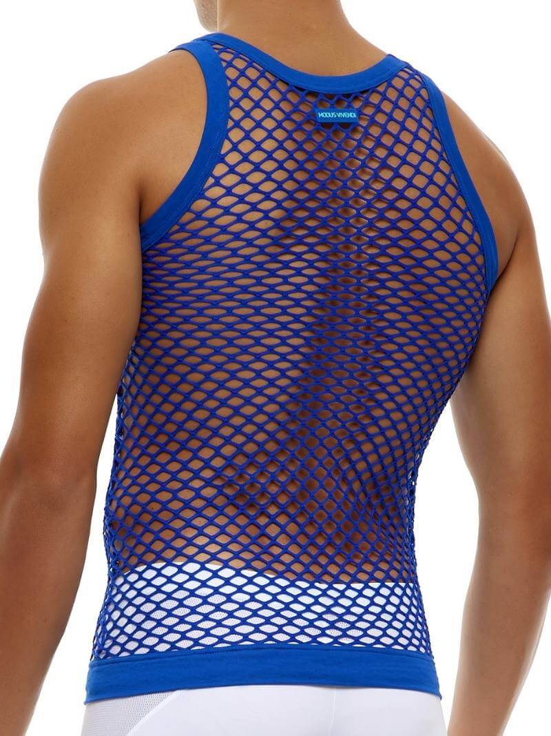 Mens MODUS VIVENDI Fishnet Vest: C-Through, Large Hole Mesh - LARGE, XL
