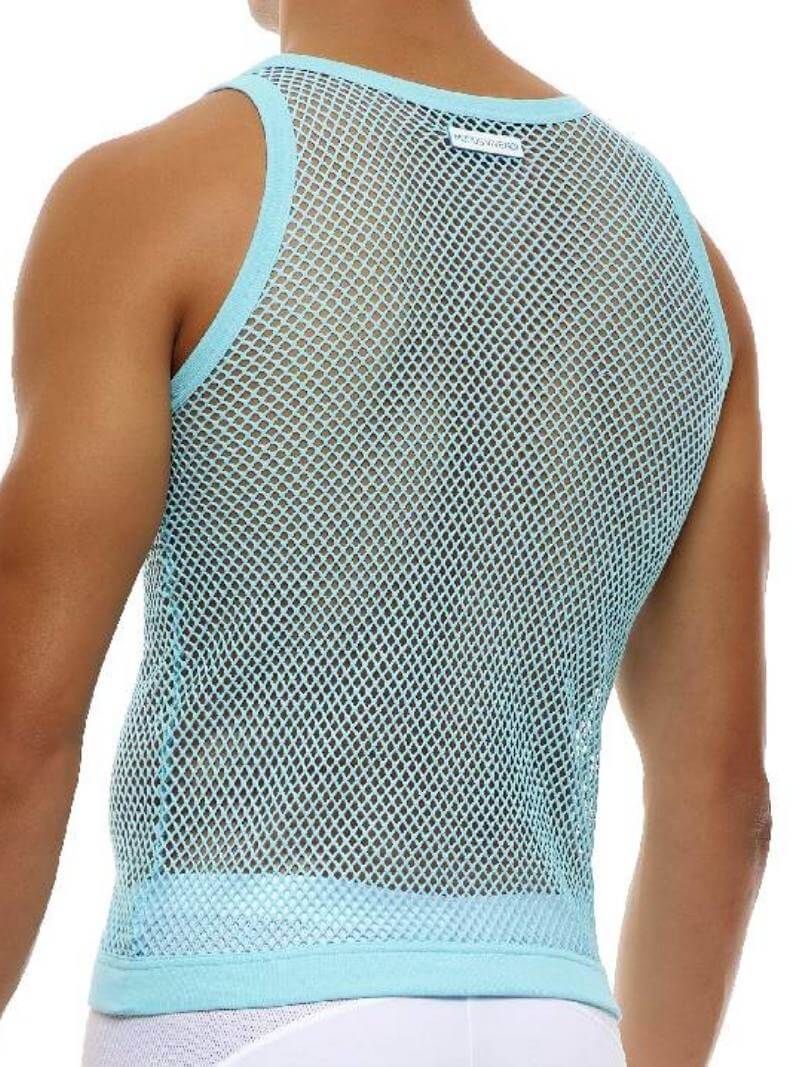 Mens MODUS VIVENDI C-Through Vest: Fishnet Mesh, Bold Colours