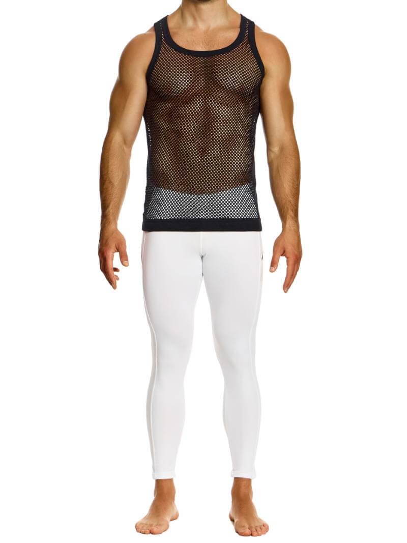 Mens MODUS VIVENDI Mesh Vest: See-Through, Cotton Fishnet
