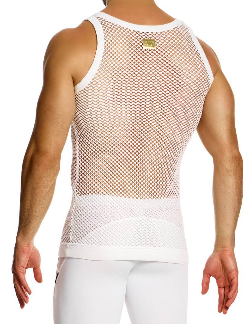 Mens MODUS VIVENDI Mesh Vest: See-Through, Cotton Fishnet