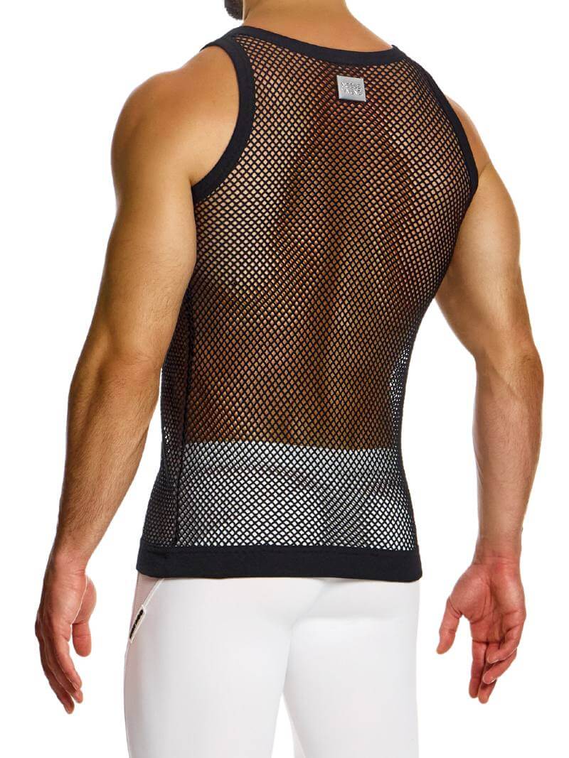 Mens MODUS VIVENDI Mesh Vest: See-Through, Cotton Fishnet