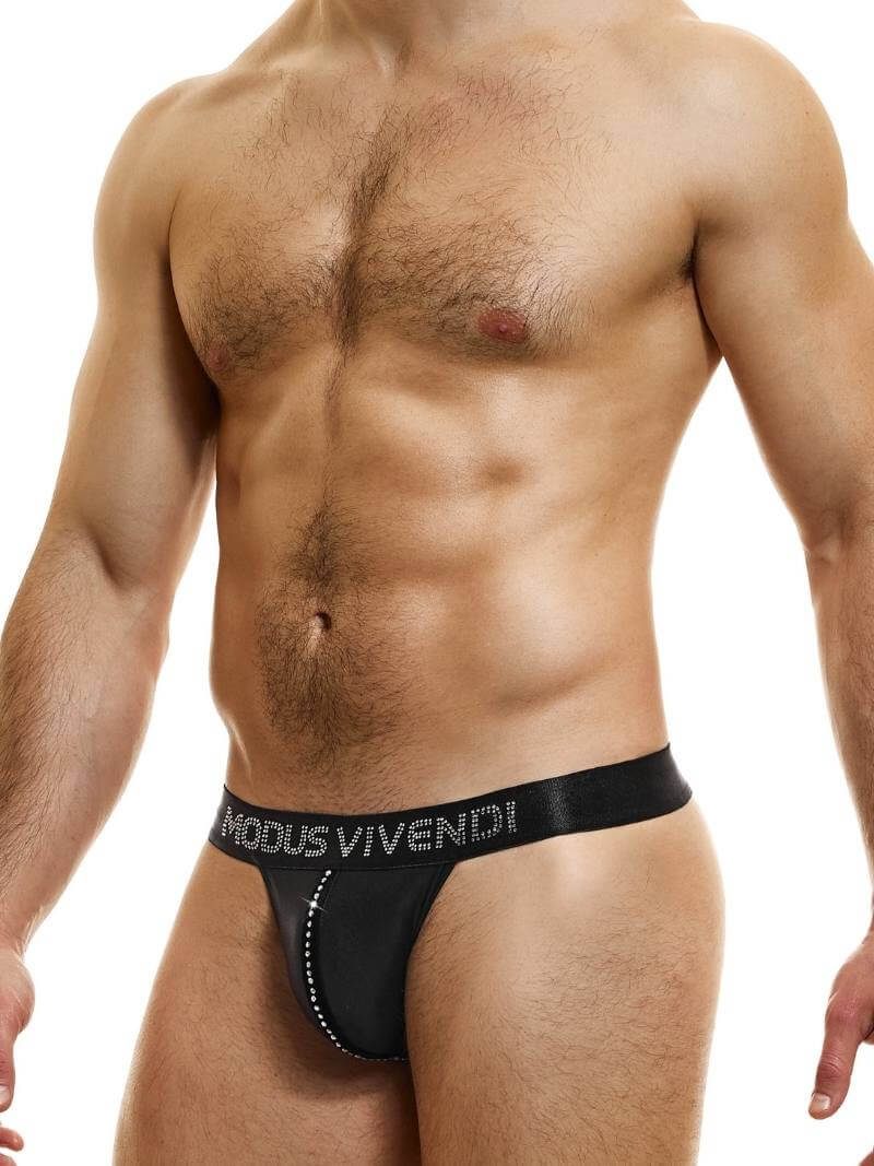 Mens MODUS VIVENDI Flashy Thong with Sparkly Crystals: SIZE LARGE