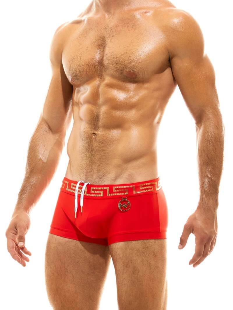 Mens MODUS VIVENDI Glam Meander Luxury Swimming Trunk, Gold/Silver Foil Print