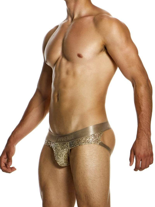Mens MODUS VIVENDI Harem Jockstrap in Gold Sequins