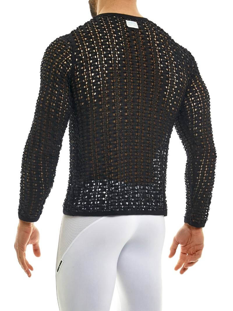 Mens MODUS VIVENDI Knitted Mesh Long-Sleeved Sweater - MEDIUM