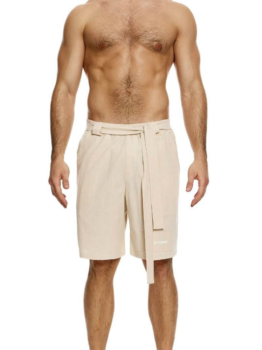 Mens MODUS VIVENDI Lightweight Linen Long-Leg Bermuda Short
