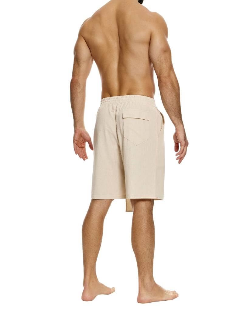Mens MODUS VIVENDI Lightweight Linen Long-Leg Bermuda Short