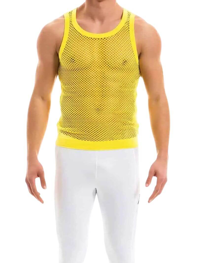 Mens MODUS VIVENDI Mesh Vest: Cotton Fishnet