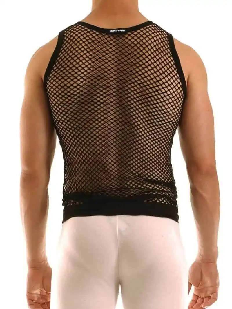 Mens MODUS VIVENDI Mesh Vest: Cotton Fishnet