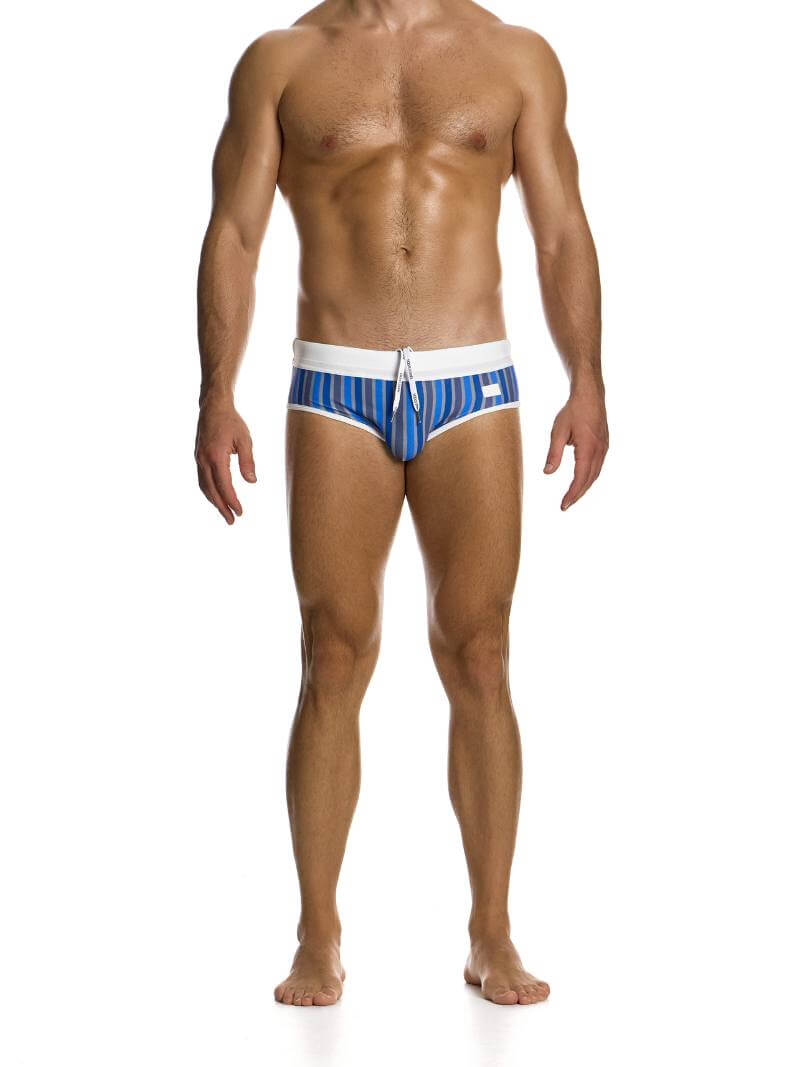 Mens MODUS VIVENDI Striped Eco Swim Brief