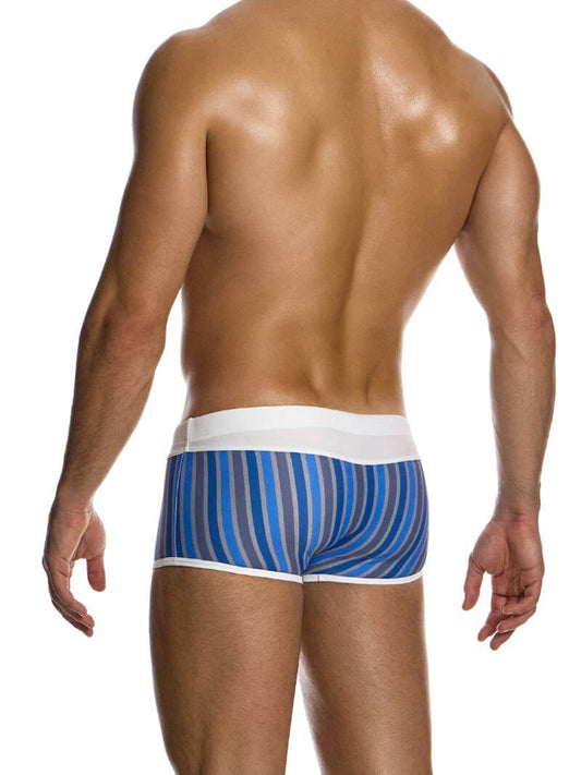 Mens MODUS VIVENDI Striped Eco Brazil Cut Swimming Trunk