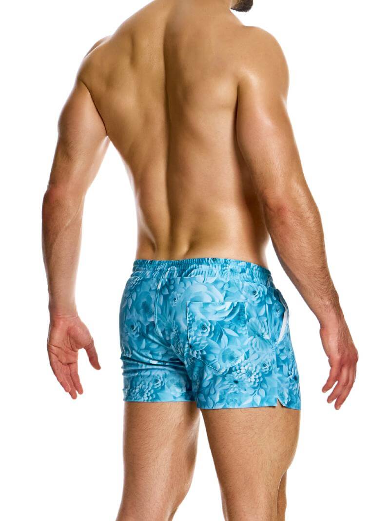 Mens MODUS VIVENDI Origami Swim Shorts: Floral, Short Leg & Pockets