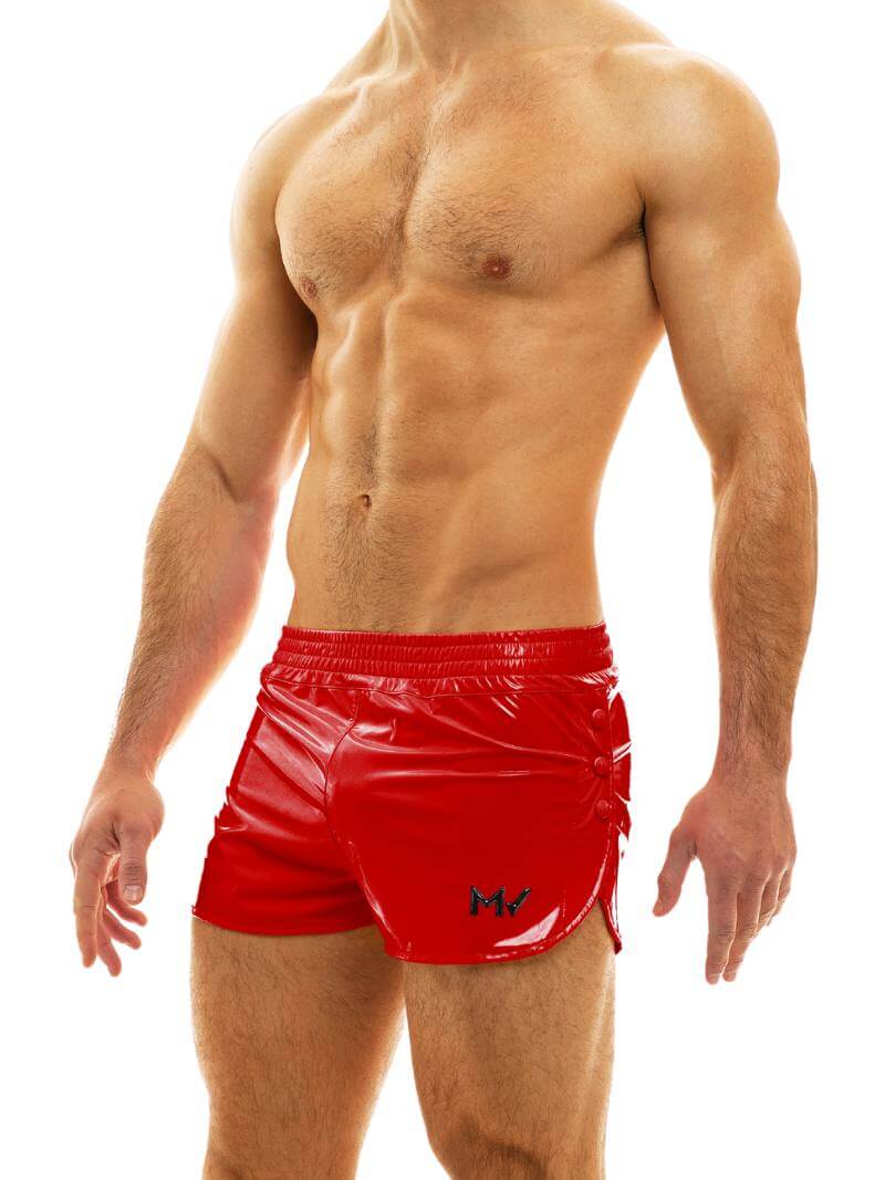 Mens MODUS VIVENDI PVC Vinyl Short with Buttoned Side