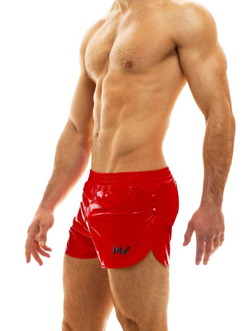 Mens MODUS VIVENDI PVC Vinyl Short with Buttoned Side