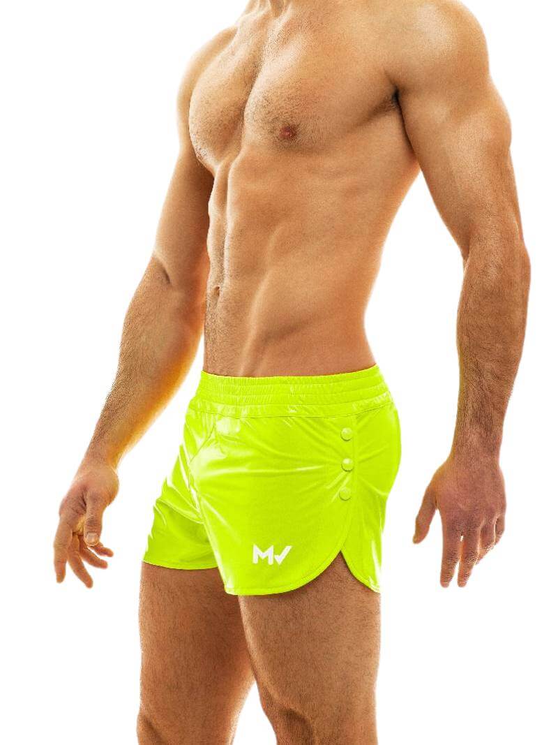 Mens MODUS VIVENDI PVC Vinyl Short with Buttoned Side